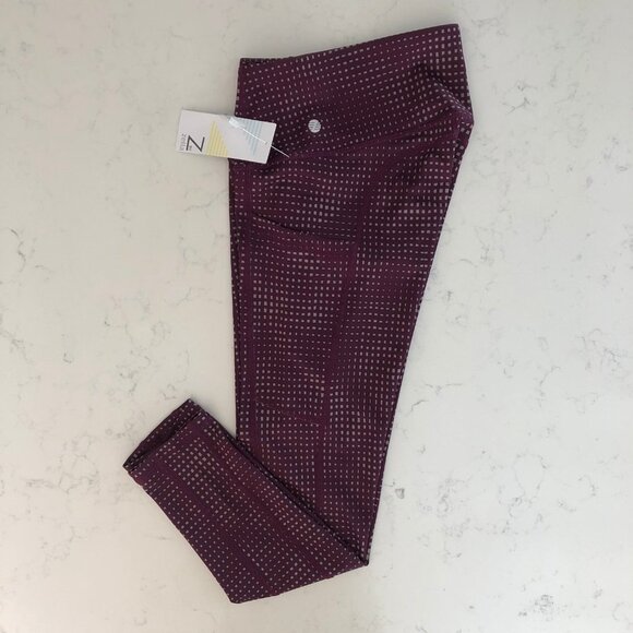 Z by Zella The Daily Hi Waisted 2 Side Pockets 7/8 Leggings Burg + Gray Sz S NWT - Picture 15 of 15